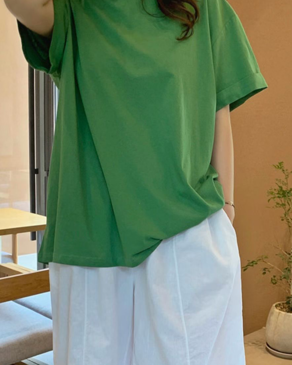 摺袖長Tee