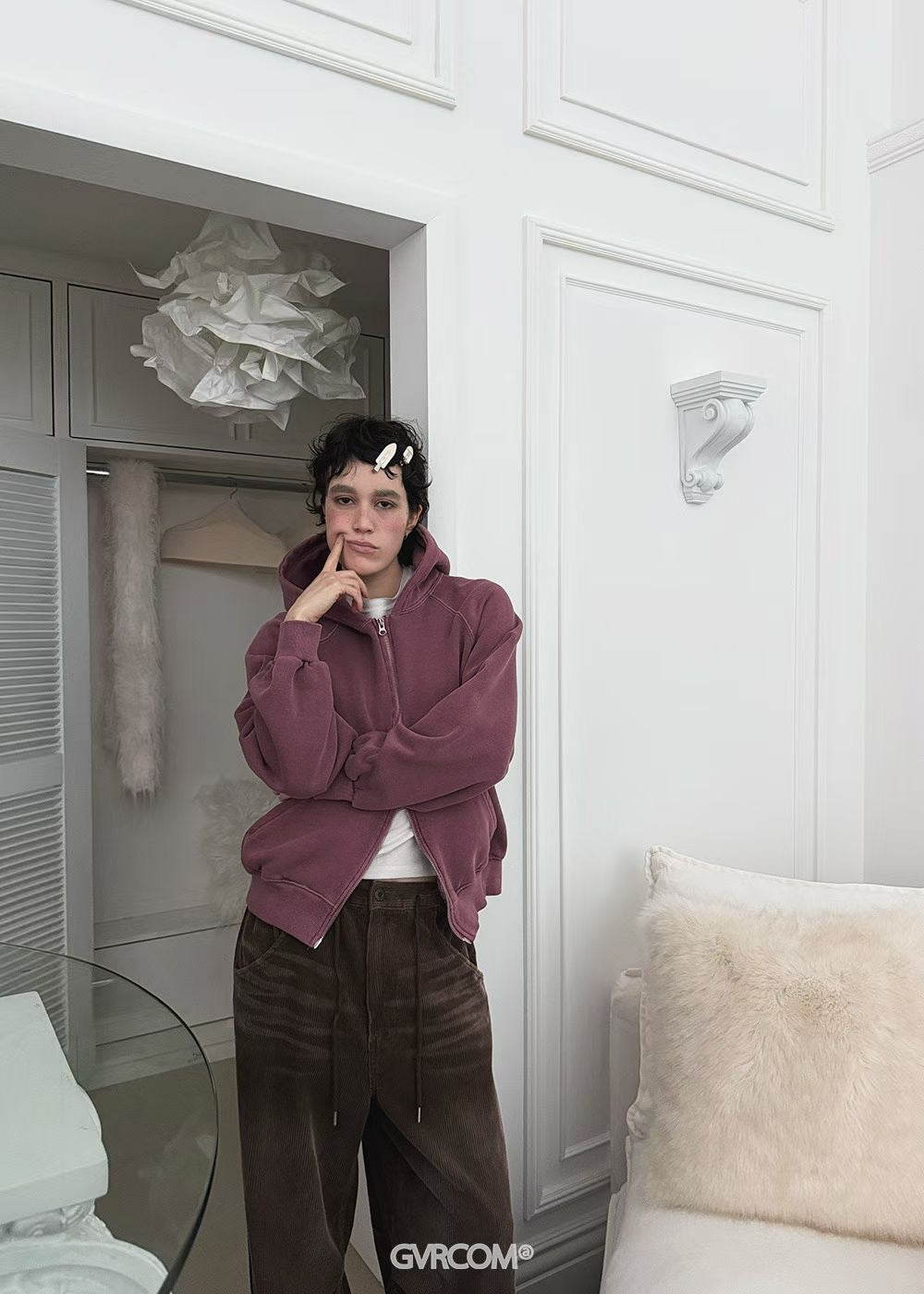 上下拉鏈抓毛裏洗水外套