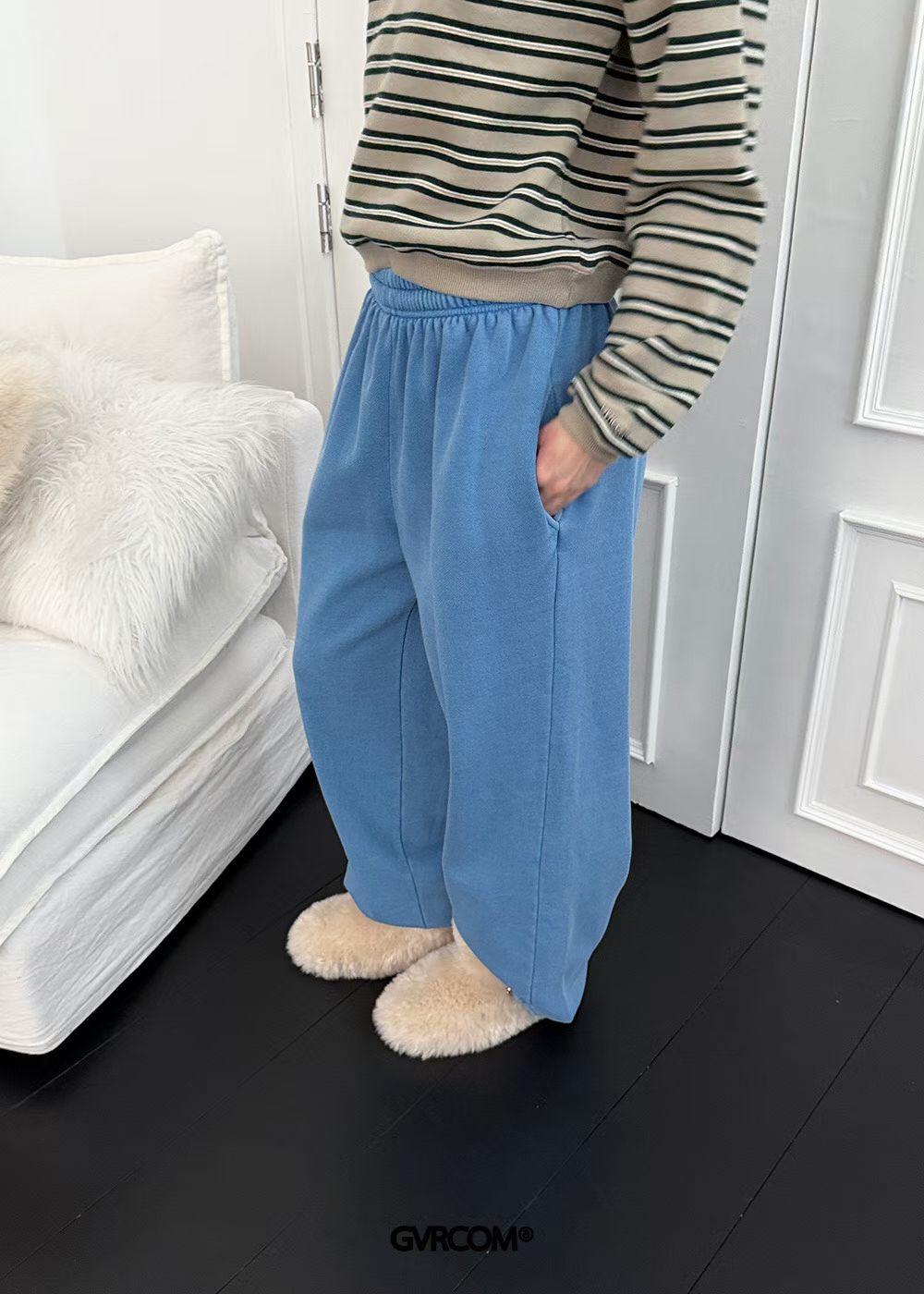 索腳抓毛裏洗水布褲