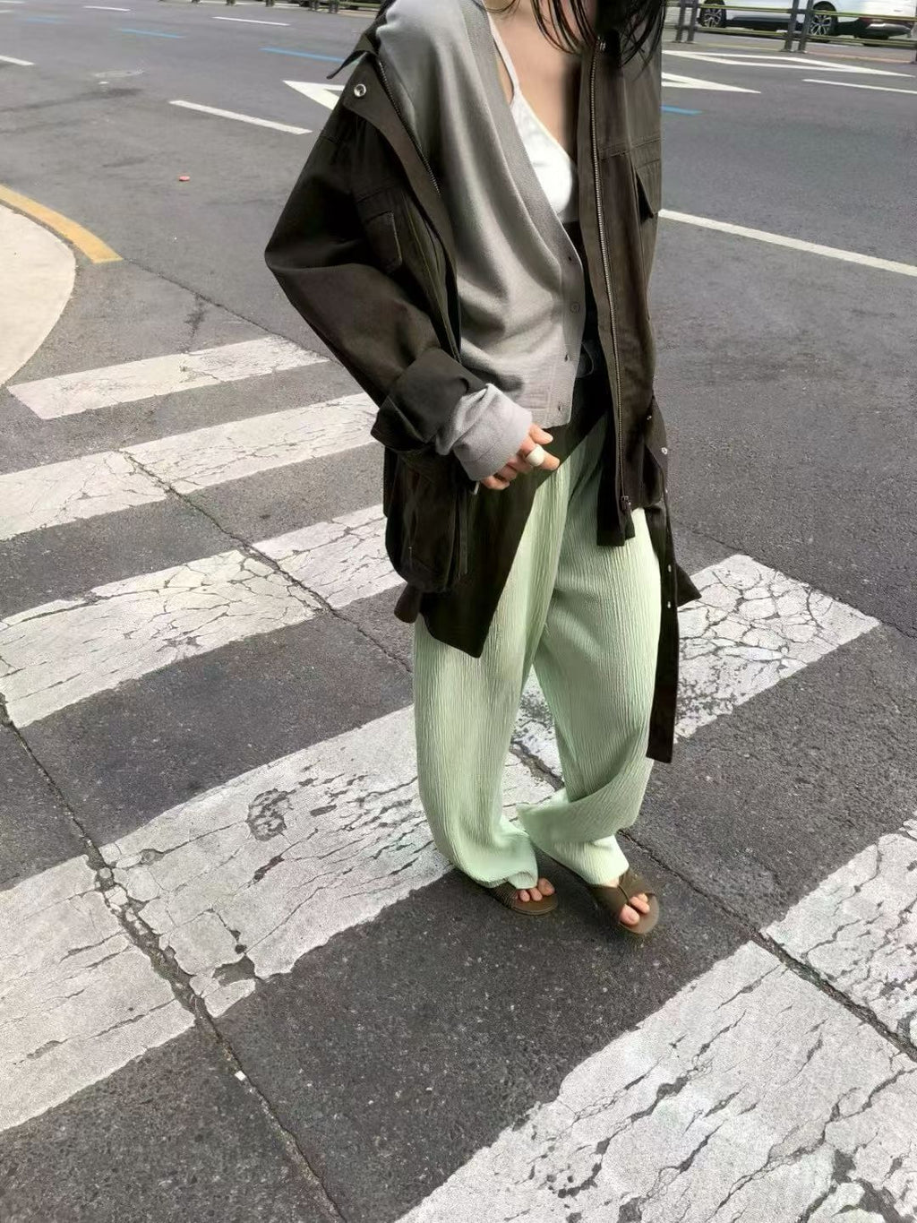 皺皺布褲