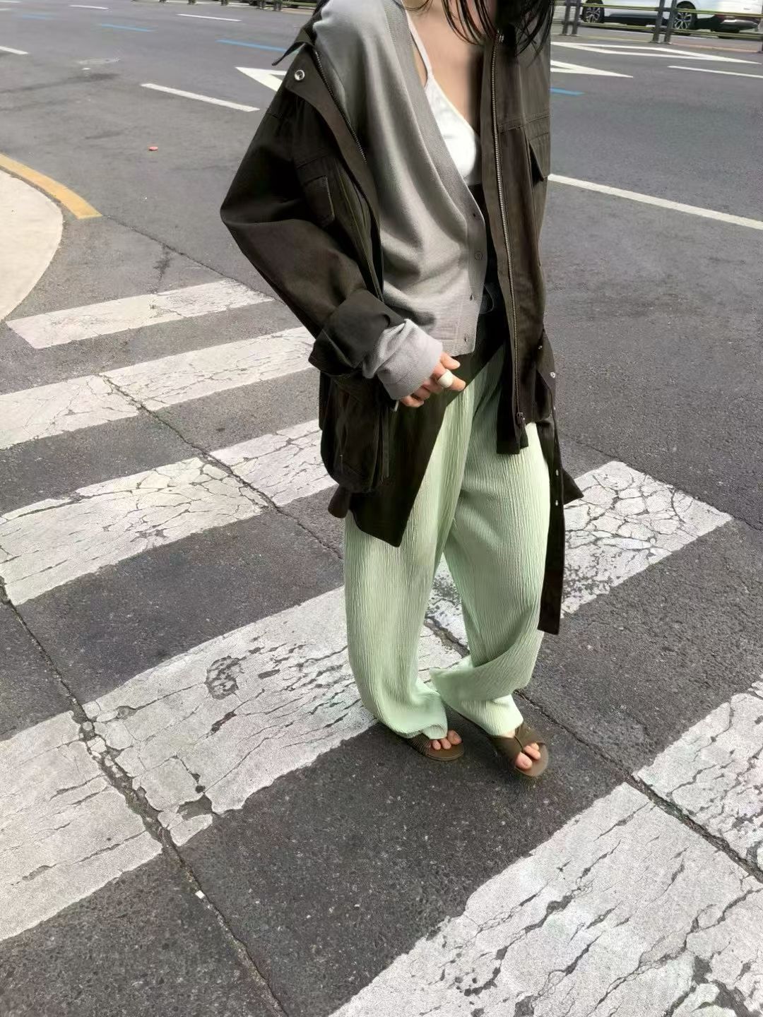 皺皺布褲