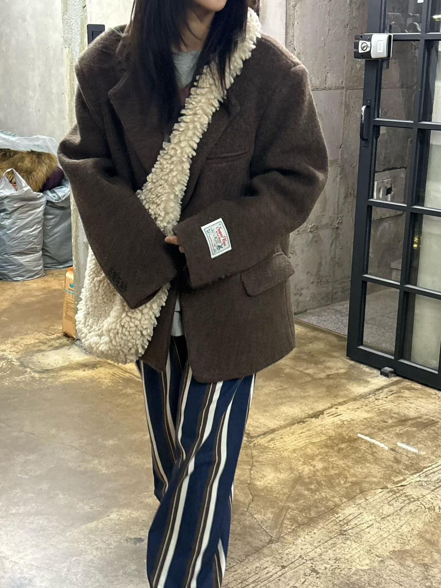 彩間磨毛闊腳褲