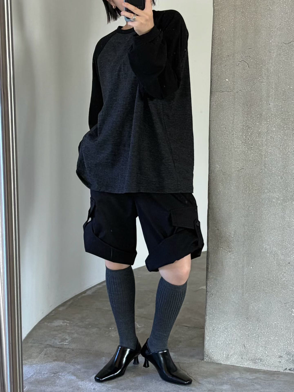 後開叉牛角膊長Tee