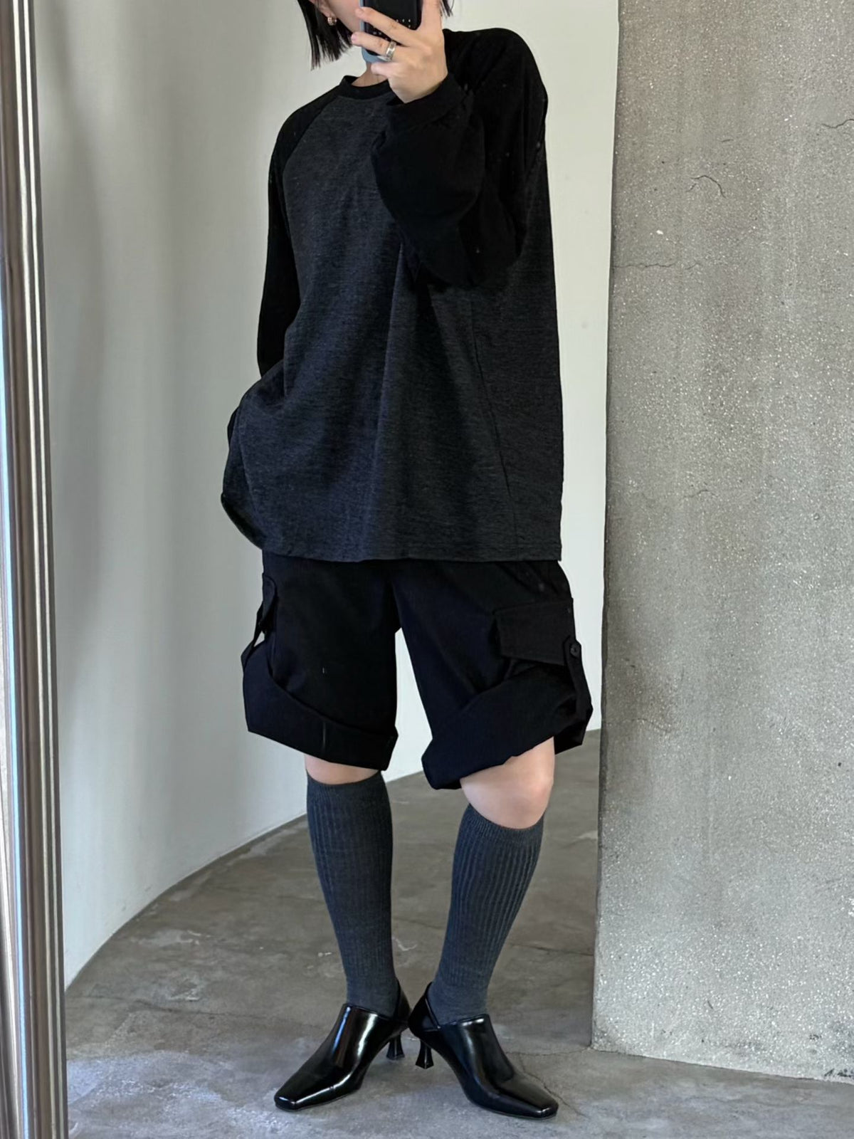 後開叉牛角膊長Tee