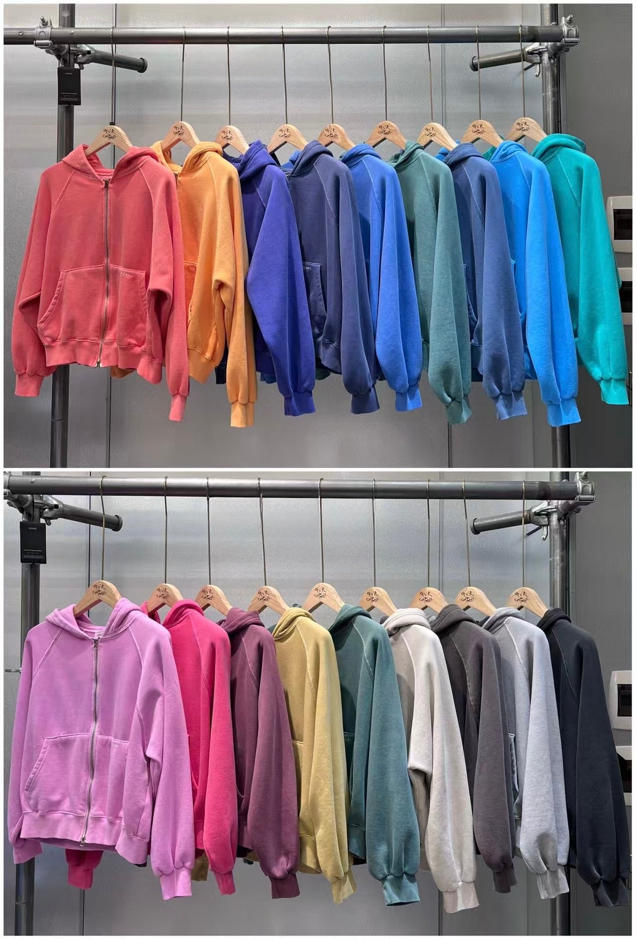 上下拉鏈抓毛裏洗水外套