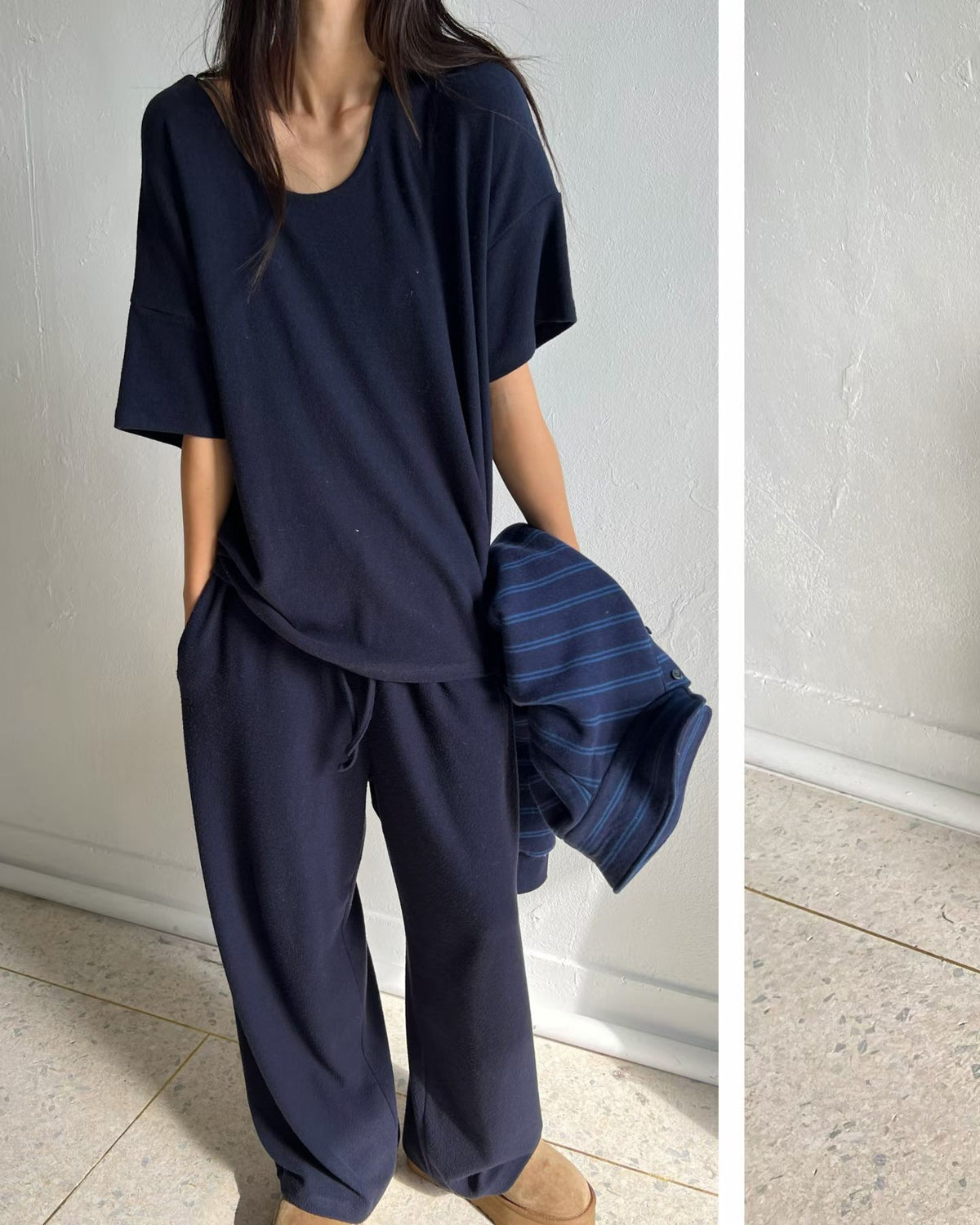 薄絨淨色Tee (set裝可另購薄絨長褲)