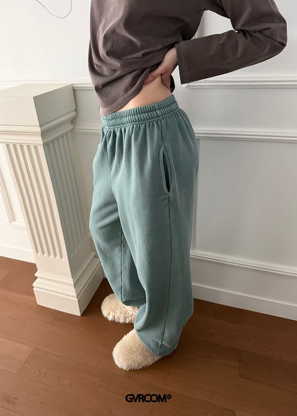 索腳抓毛裏洗水布褲