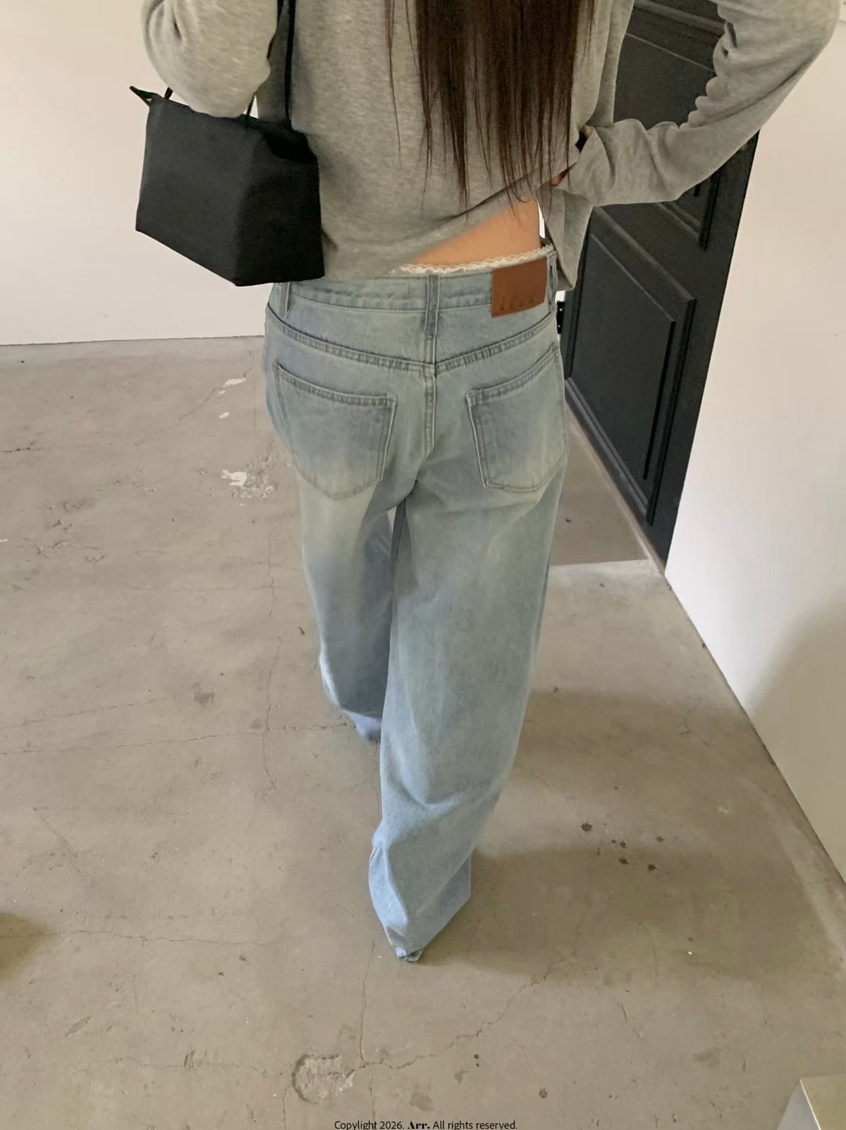 Lace邊洗水牛仔褲