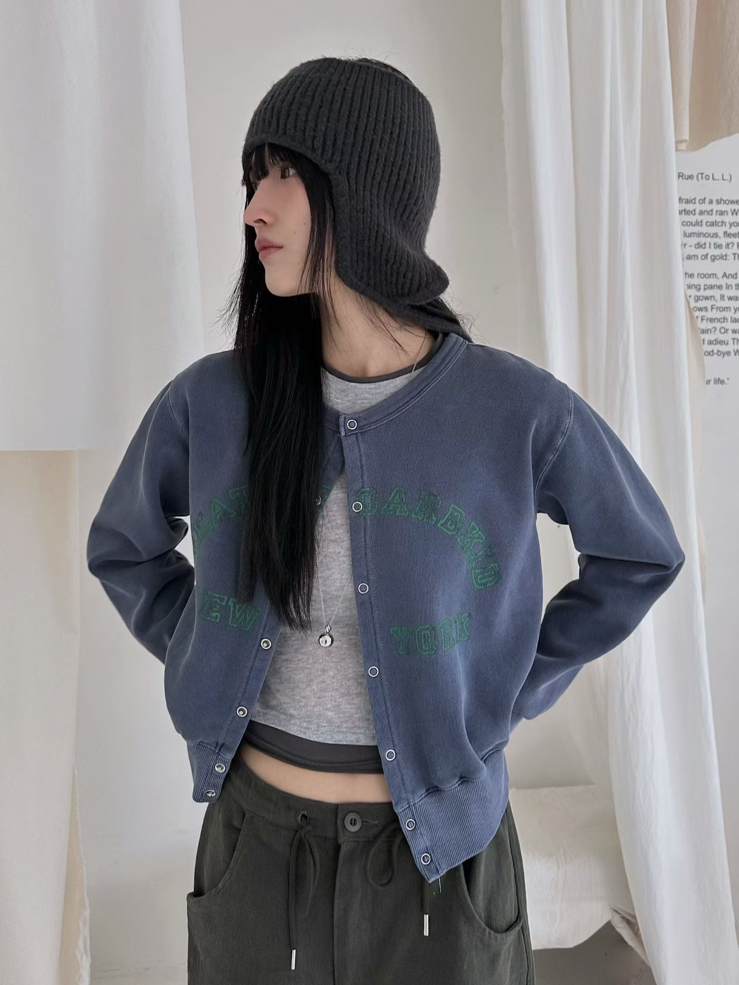 英文字洗水啪鈕外套