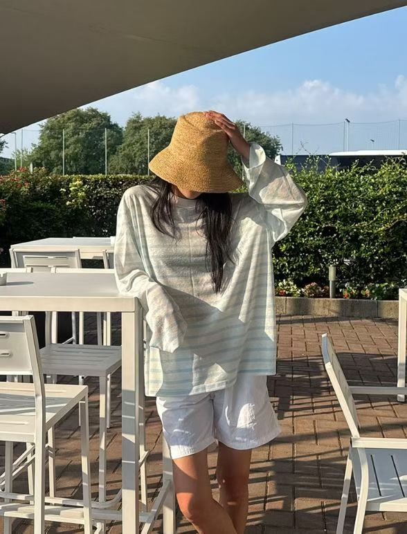 橫間防曬薄長Tee