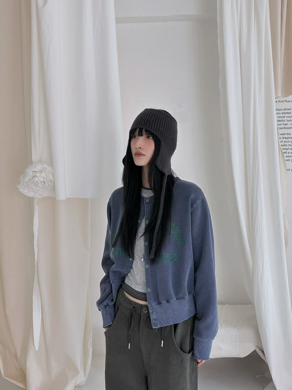 英文字洗水啪鈕外套