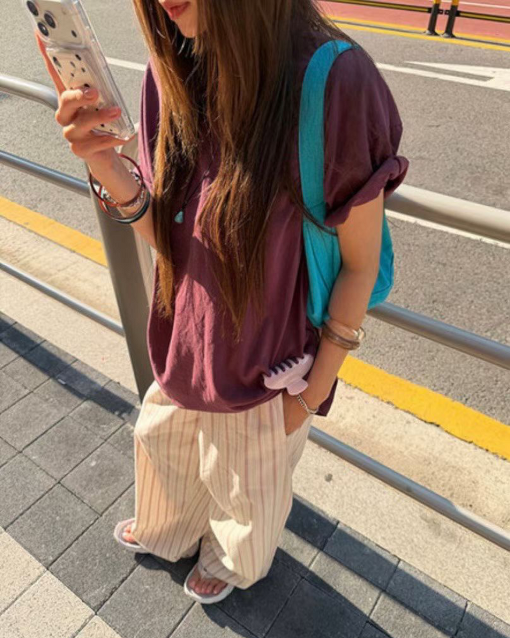 摺袖長Tee