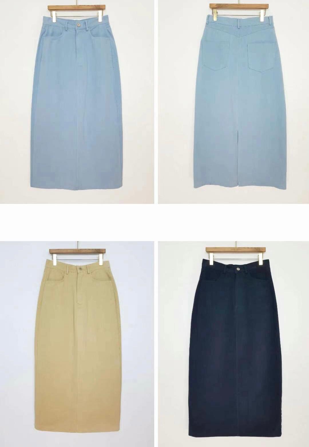 Back slit pullover long skirt