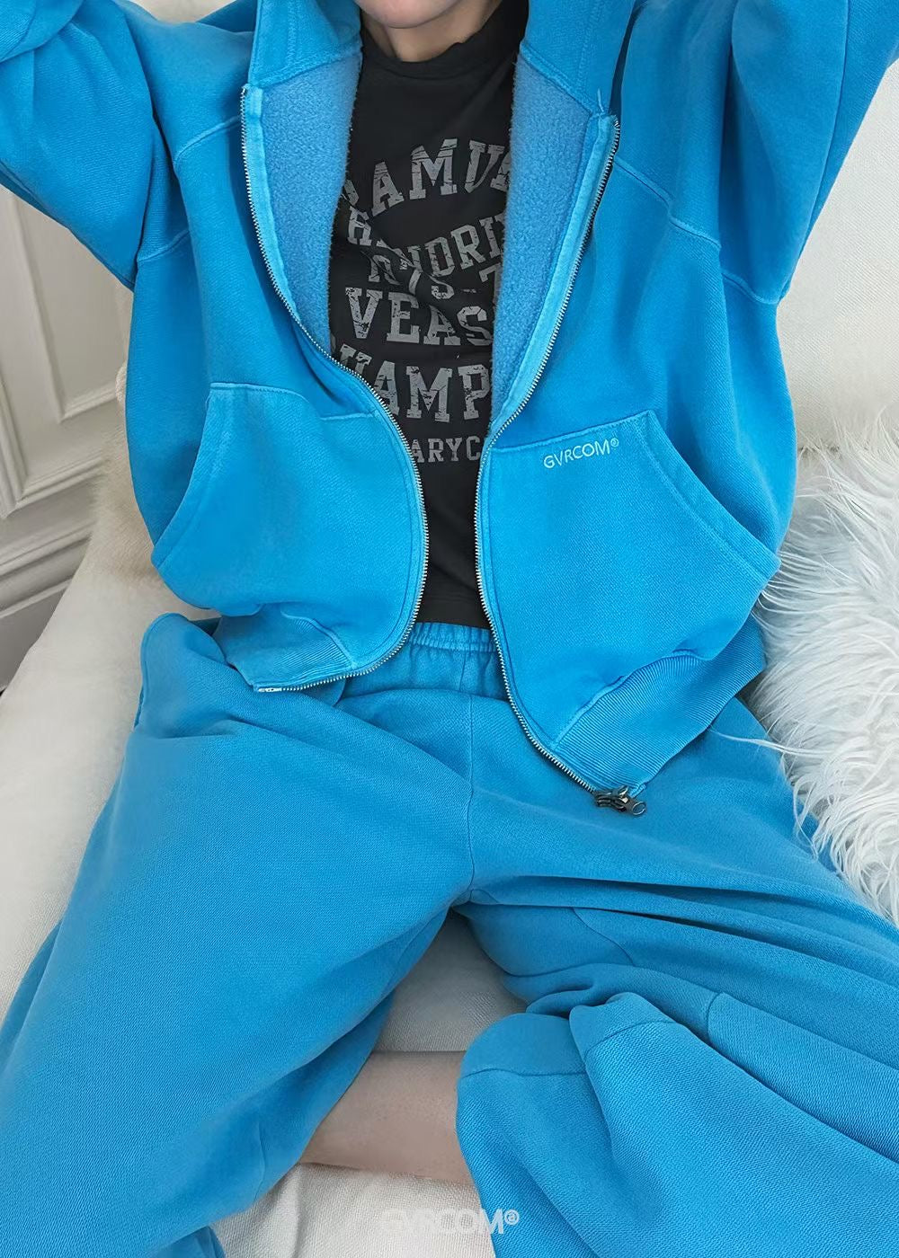 上下拉鏈抓毛裏洗水外套