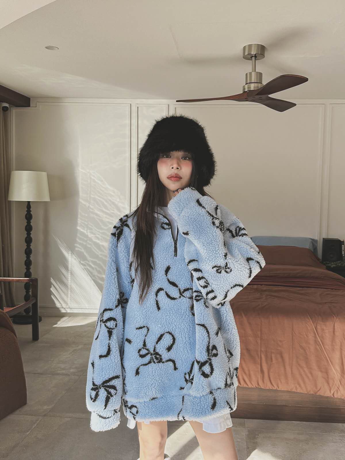 抓毛拉鏈長Tee