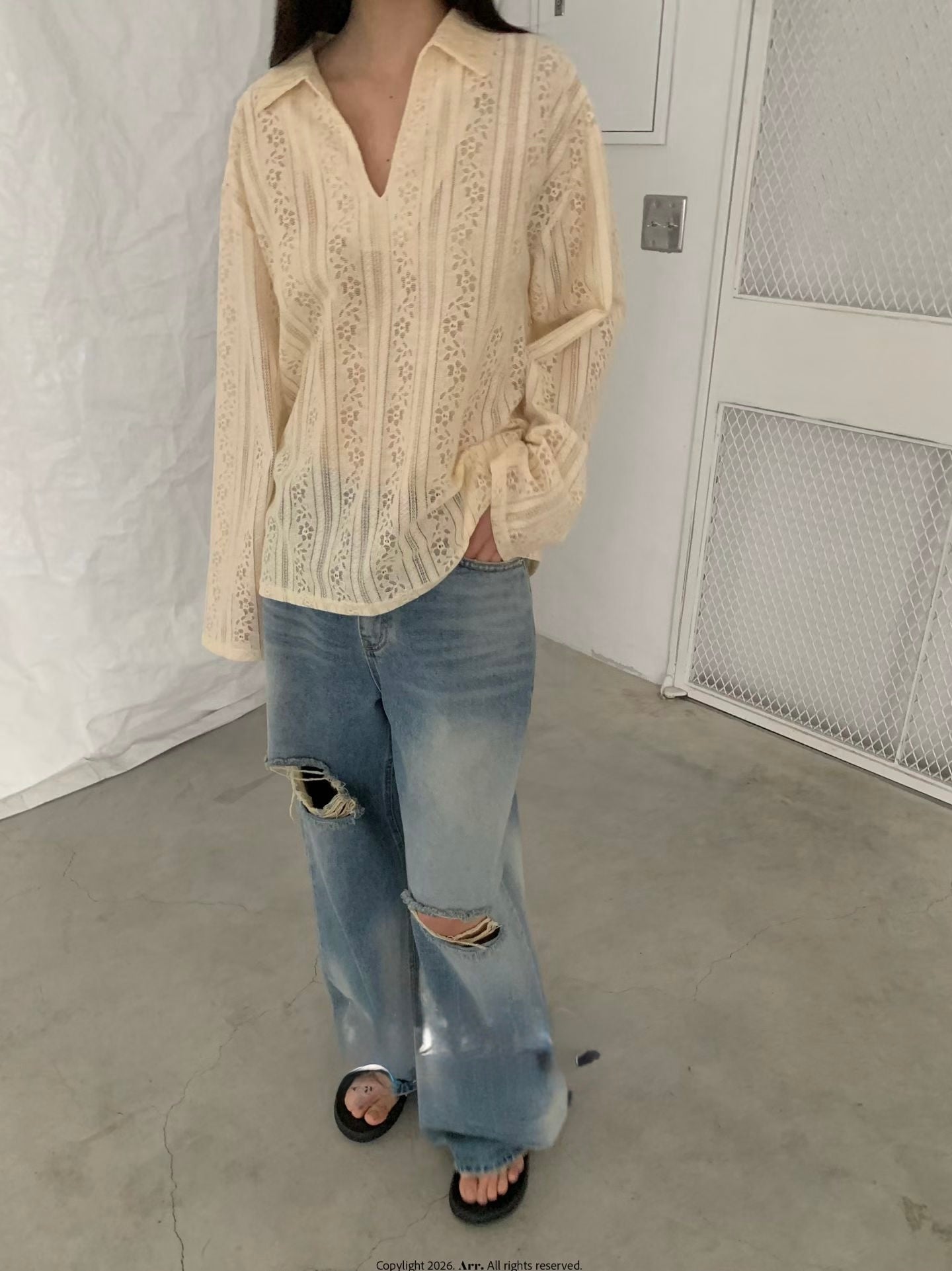 Lace V領Tee