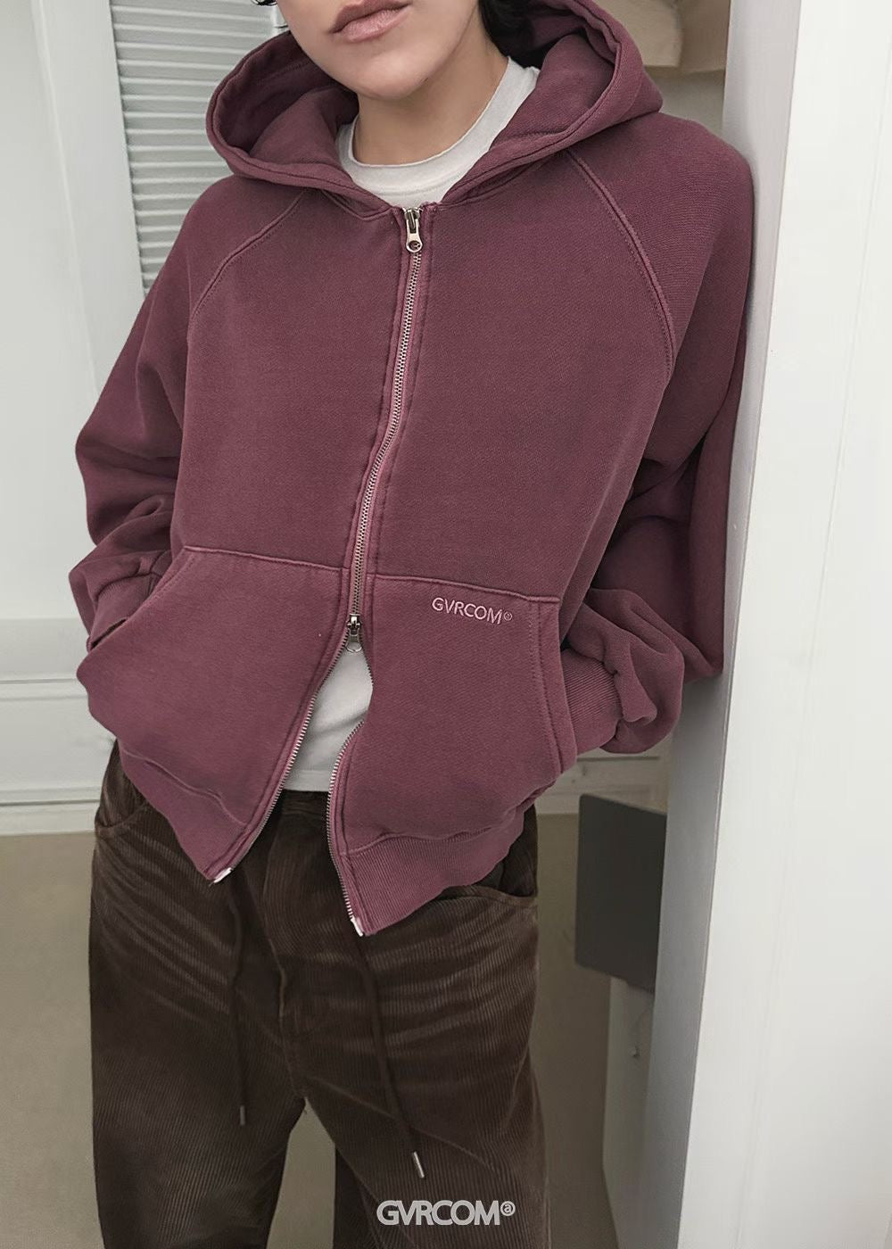 上下拉鏈抓毛裏洗水外套