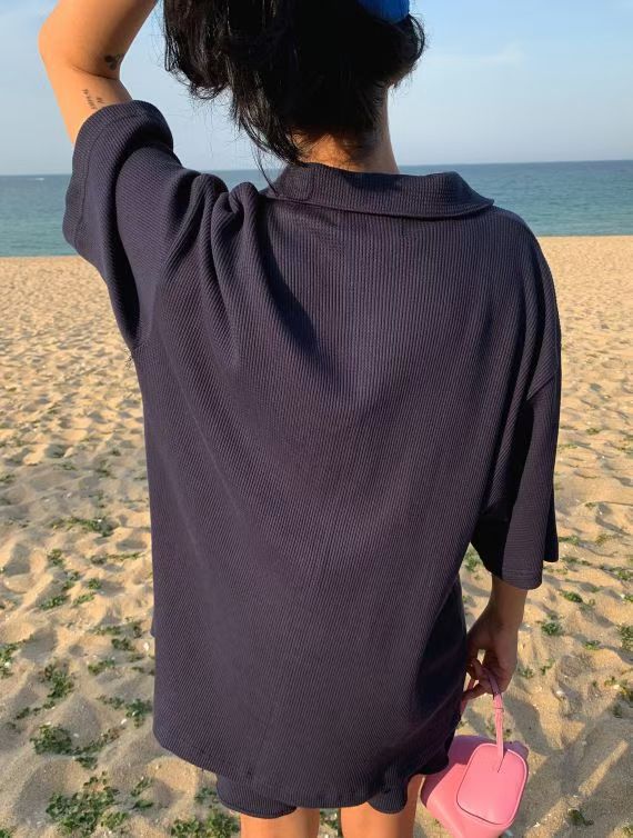 polo領窩夫格Tee (set裝可另購窩夫格短褲)
