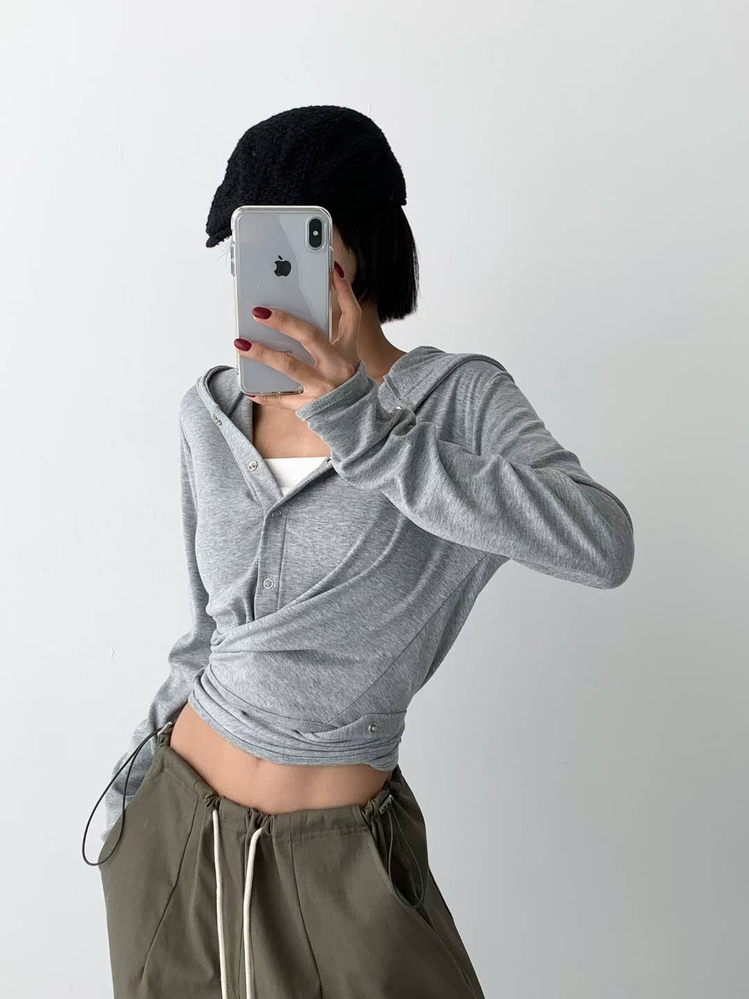 啪鈕綁腳有帽衫