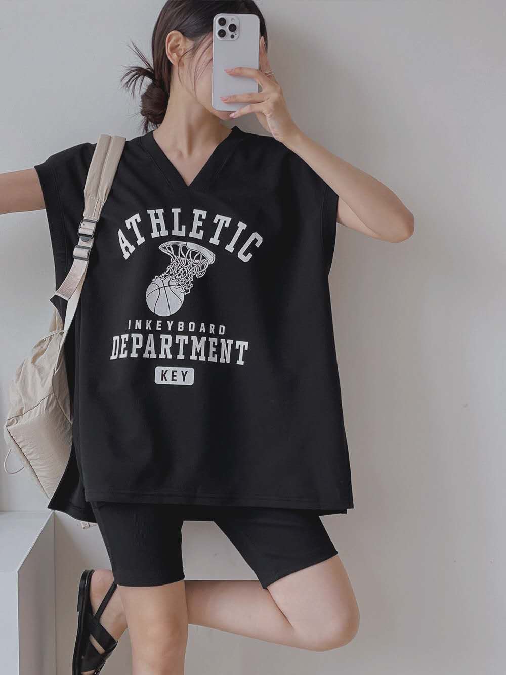 “ATHLETIC” V領背心單車褲set