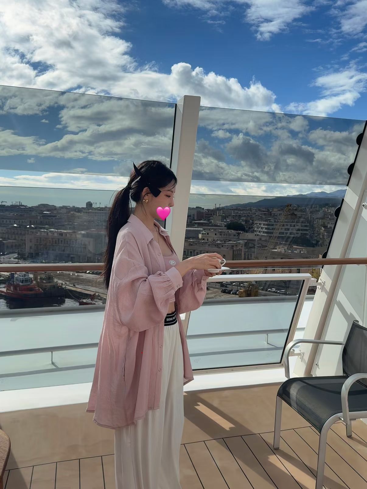 英文字pocket 雪紡長恤衫