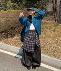 格仔披牛仔褲