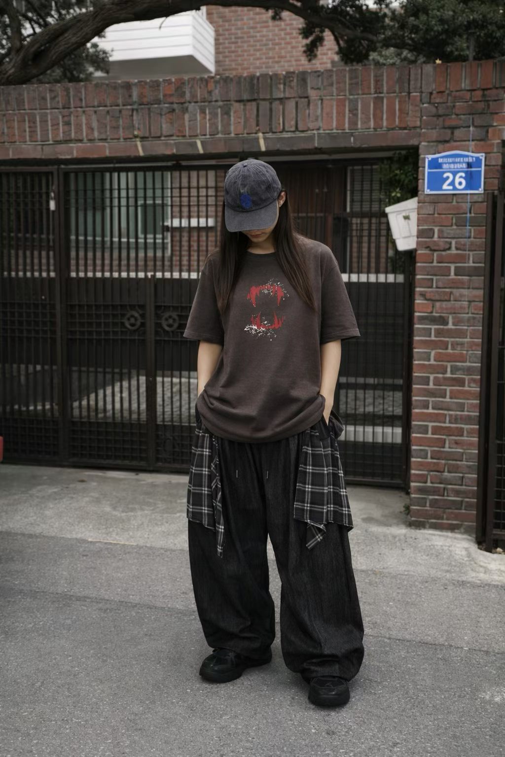 格仔披牛仔褲