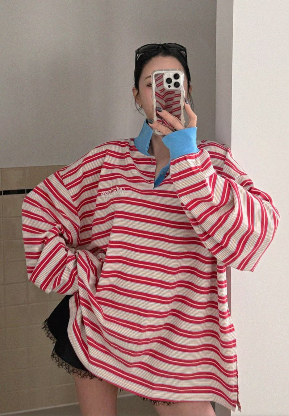 彩間Polo領長Tee