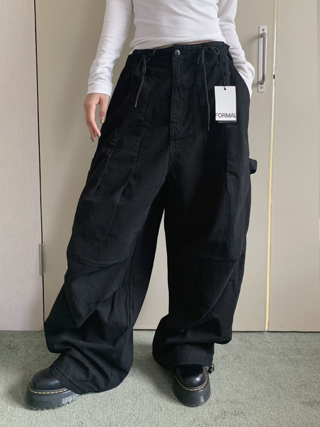 立體cut布褲