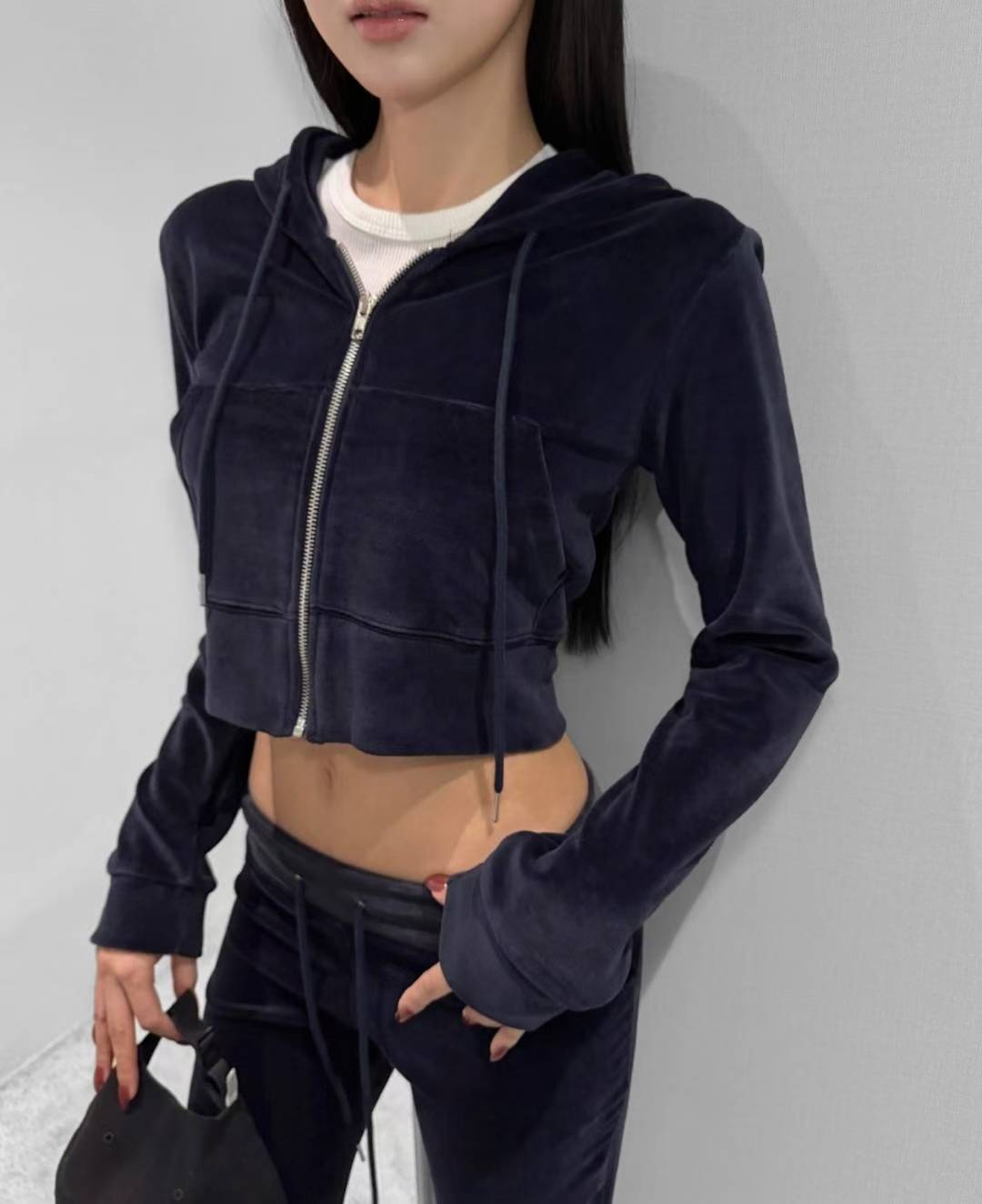 絲絨有帽短外套(set裝可另加購𢇁絨布褲)