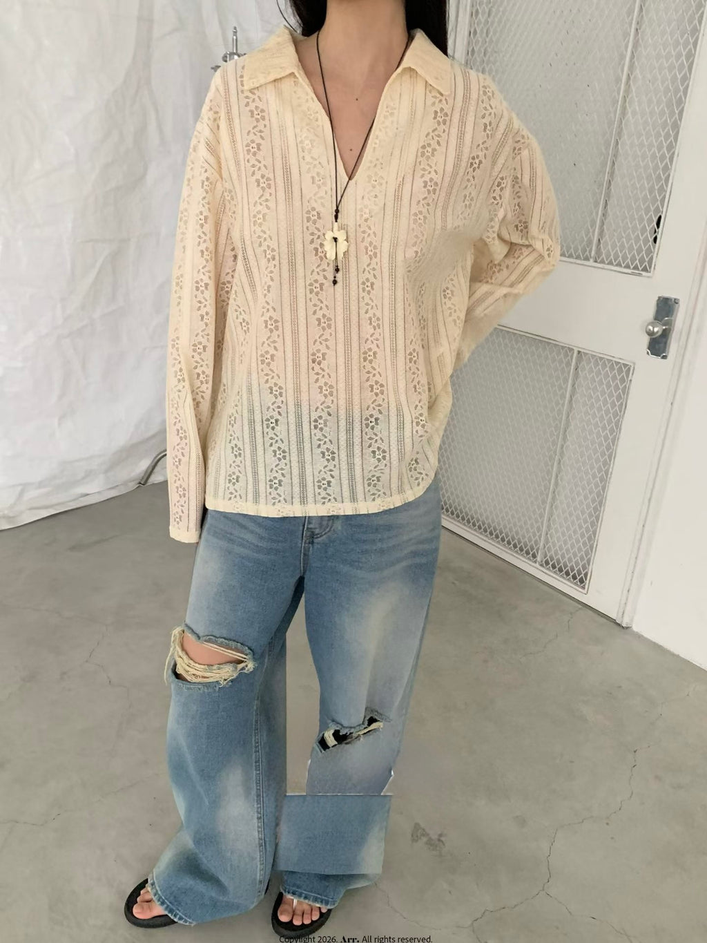 Lace V領Tee