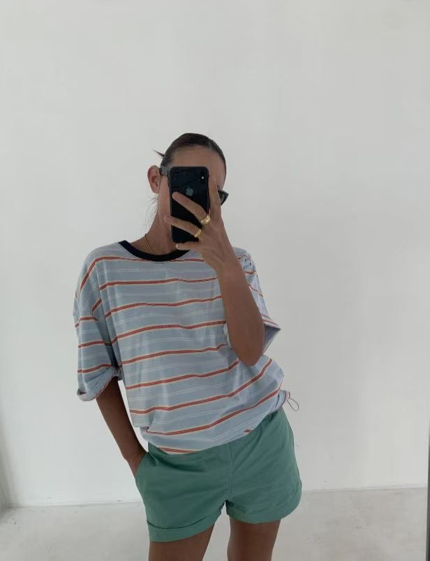 領拚色橫間Tee