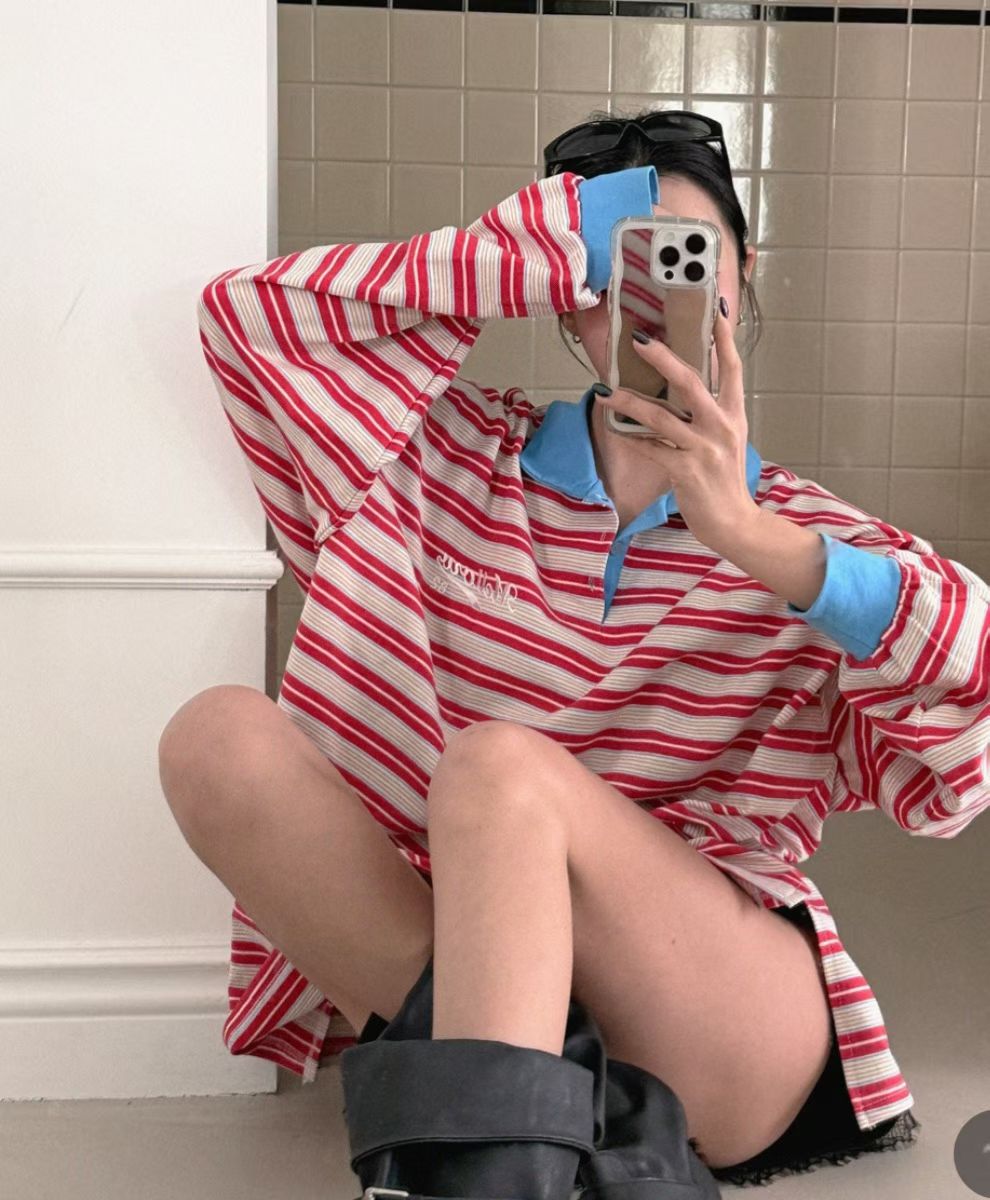 彩間Polo領長Tee