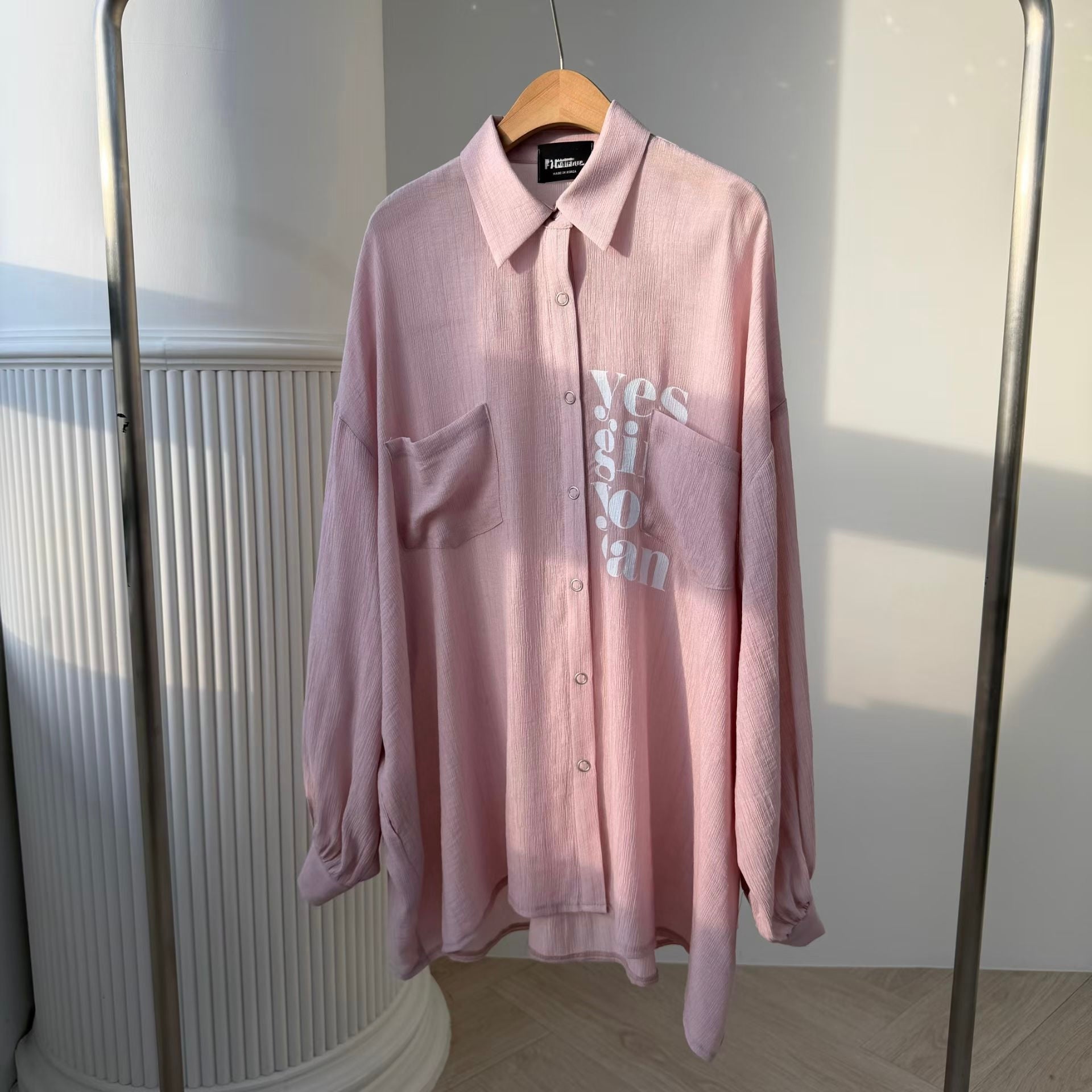 英文字pocket 雪紡長恤衫