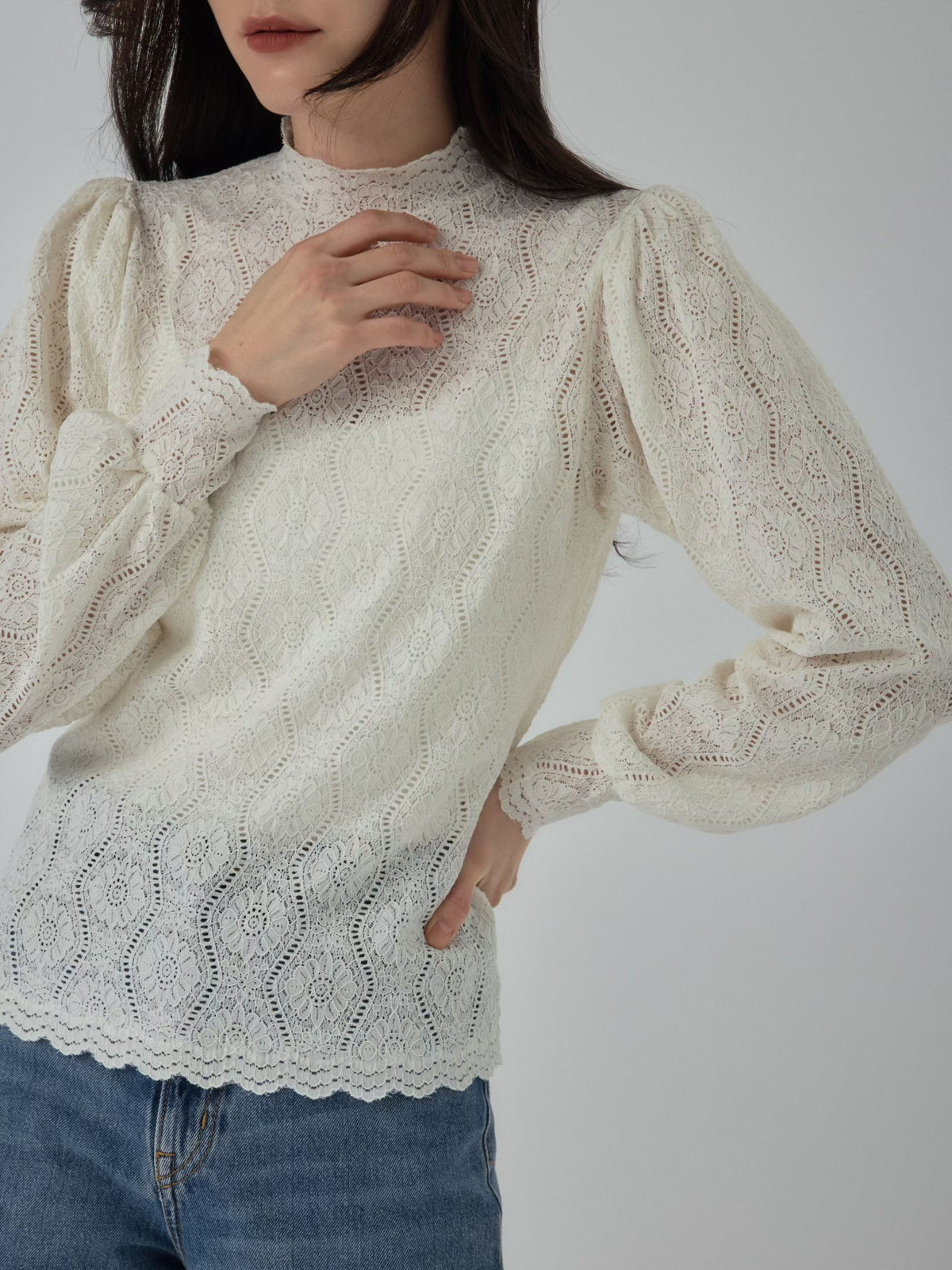 泡泡袖Lace Tee