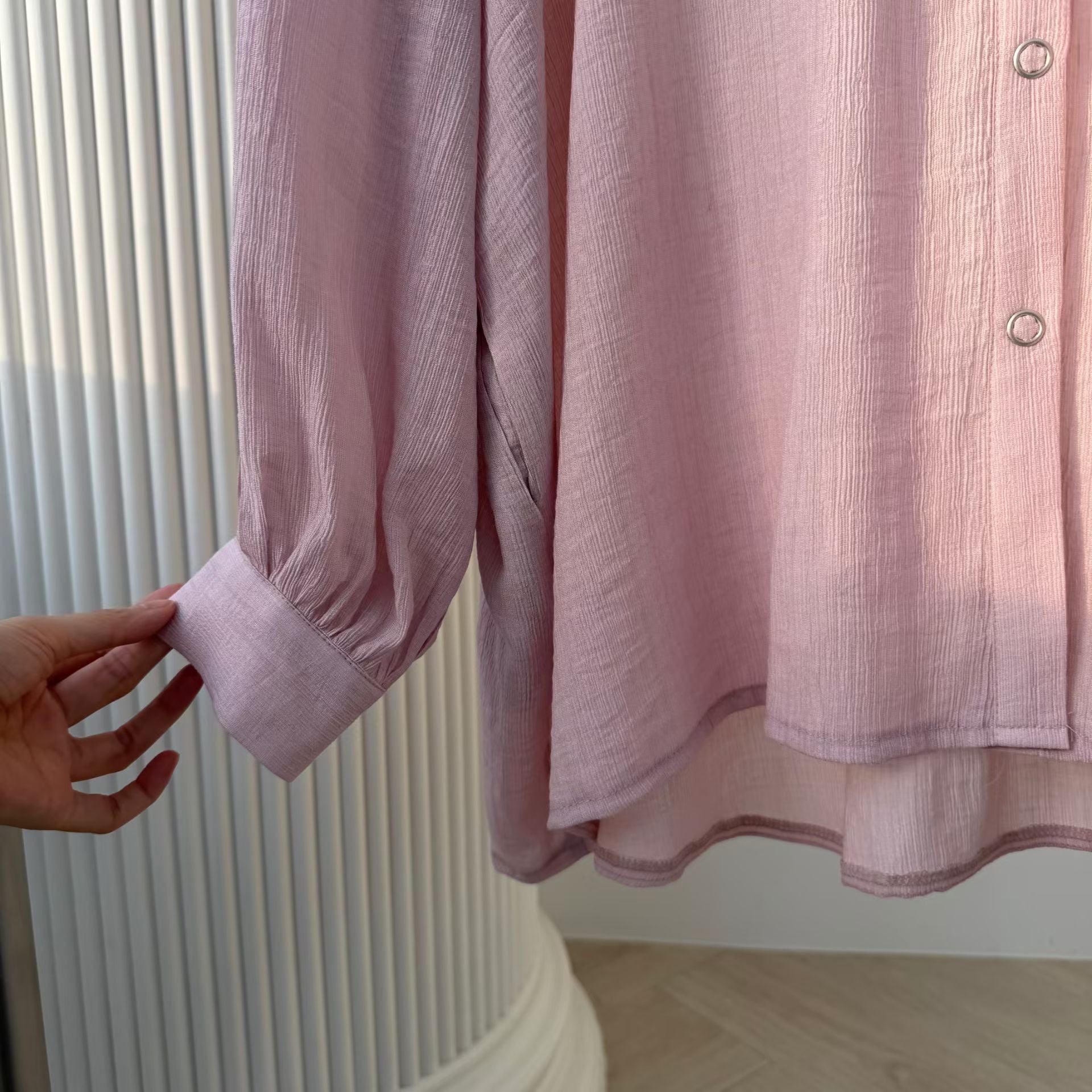 英文字pocket 雪紡長恤衫