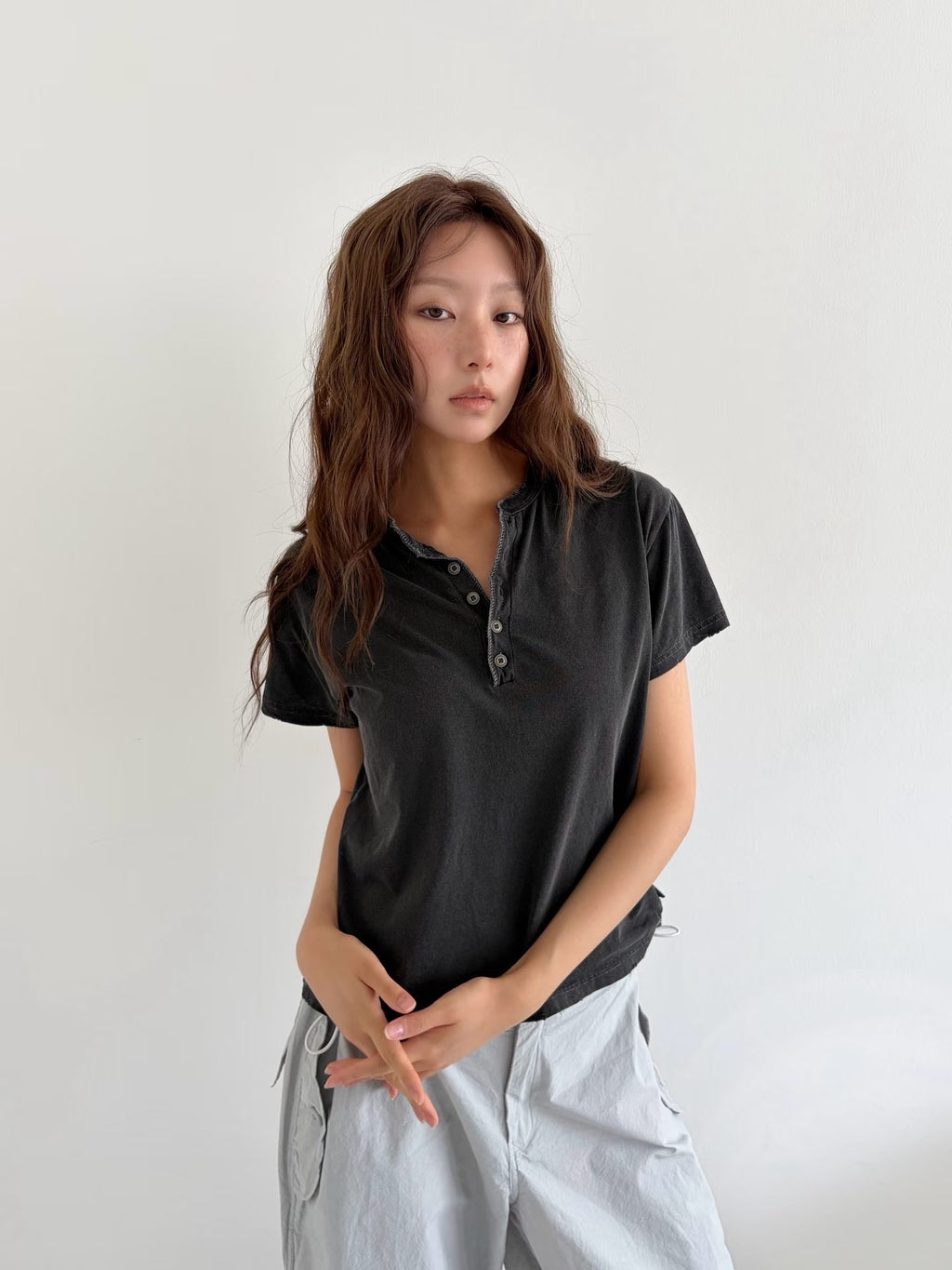 扣鈕領洗水Tee