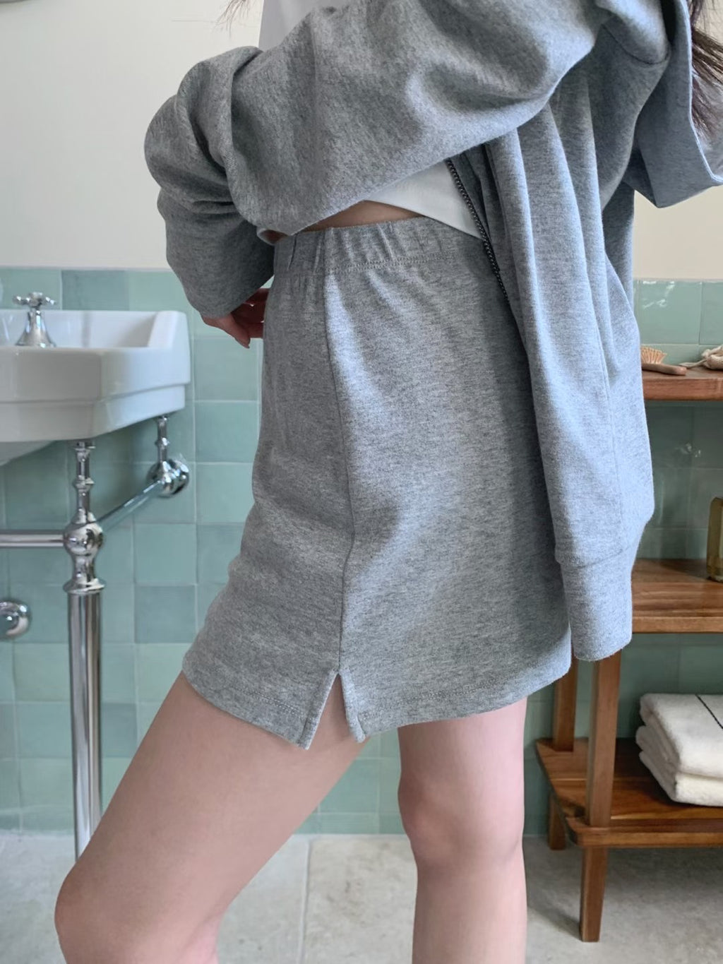 褲膽布短裙(set裝可另購有帽布外套)