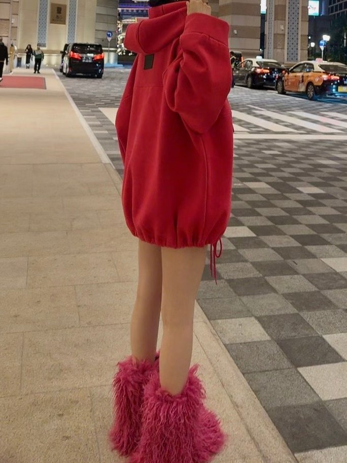 絨面前袋有帽衛衣