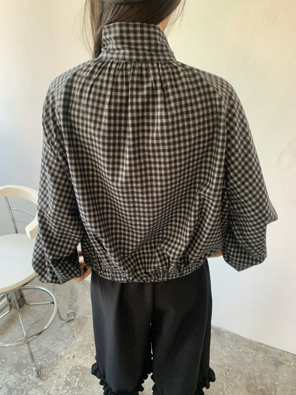 格仔索腰企領恤衫
