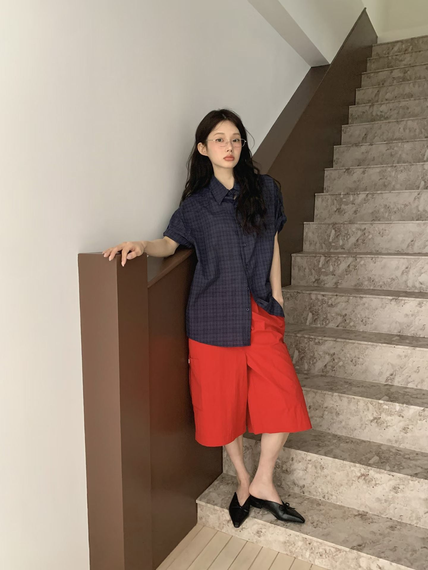 格仔短袖恤衫