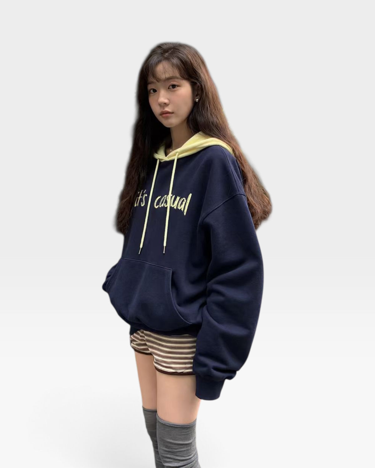 “It‘s casual”撞色有帽衛衣