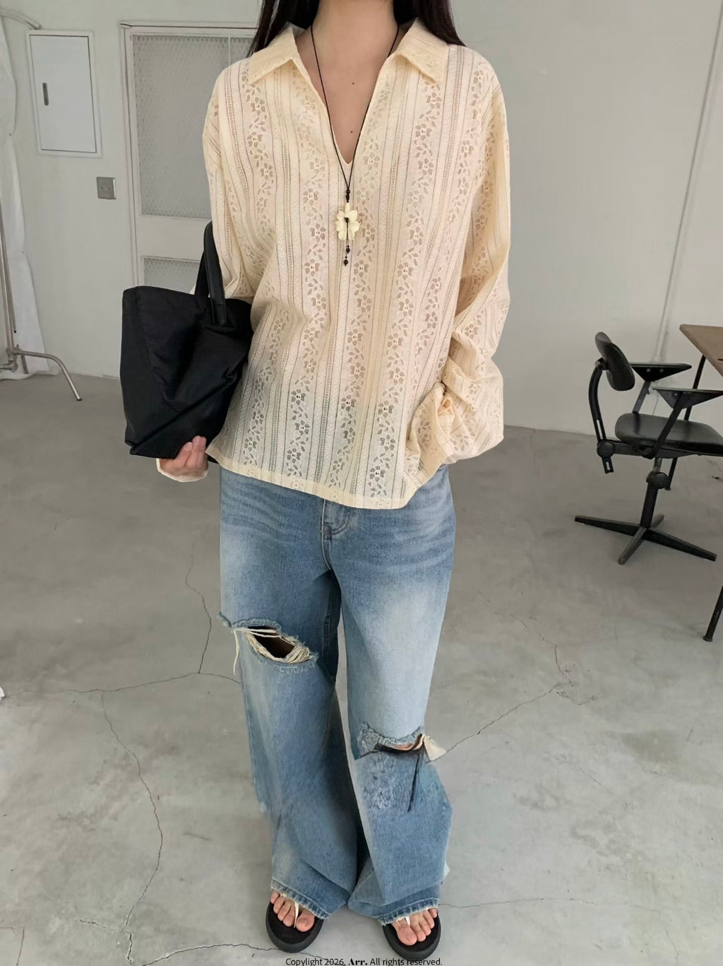 Lace V領Tee