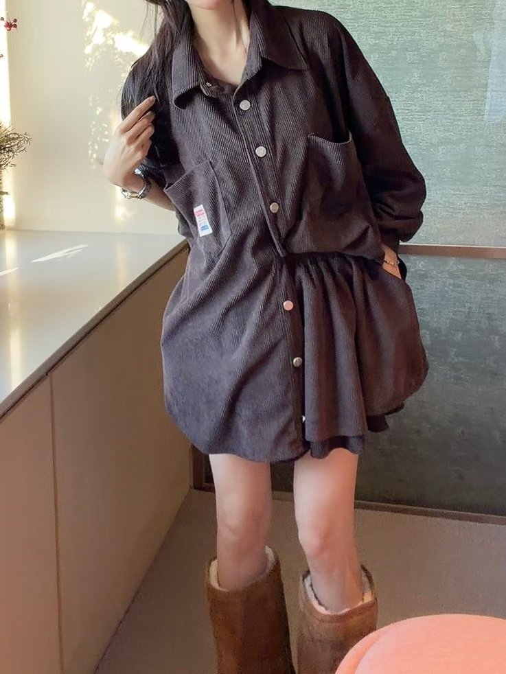 兩袋燈芯絨恤衫(set裝可另購燈芯絨短裙褲)