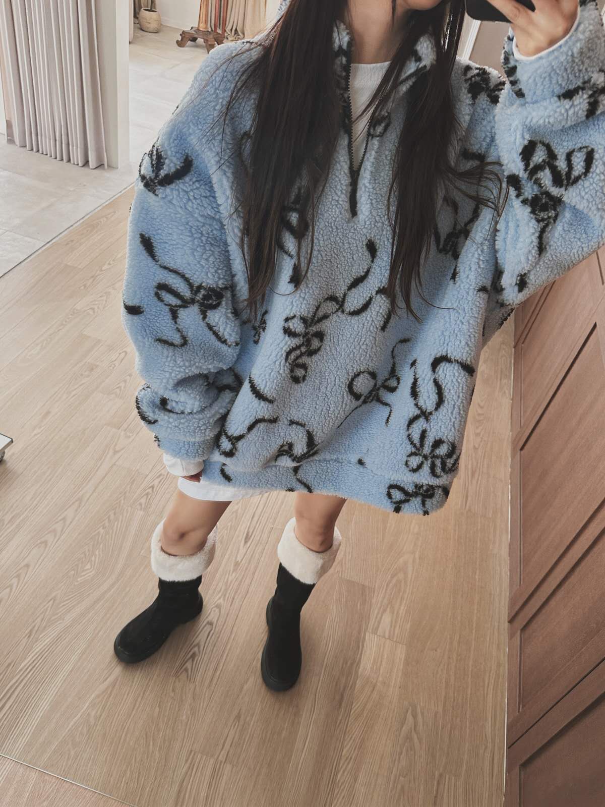抓毛拉鏈長Tee