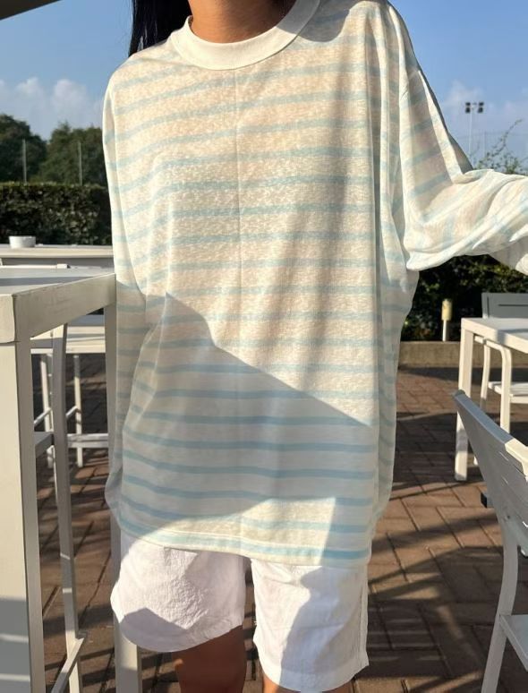 橫間防曬薄長Tee