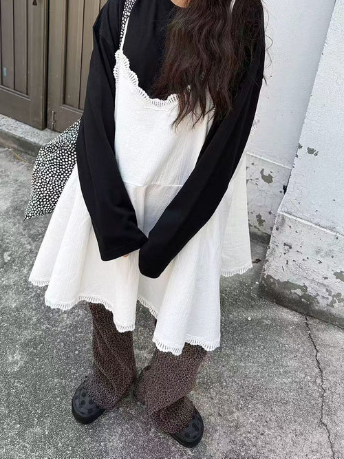 lace邊吊帶連身裙