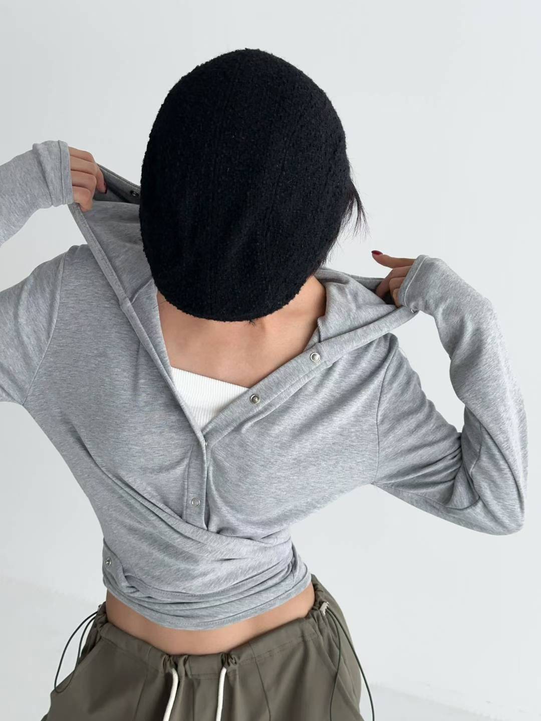 啪鈕綁腳有帽衫