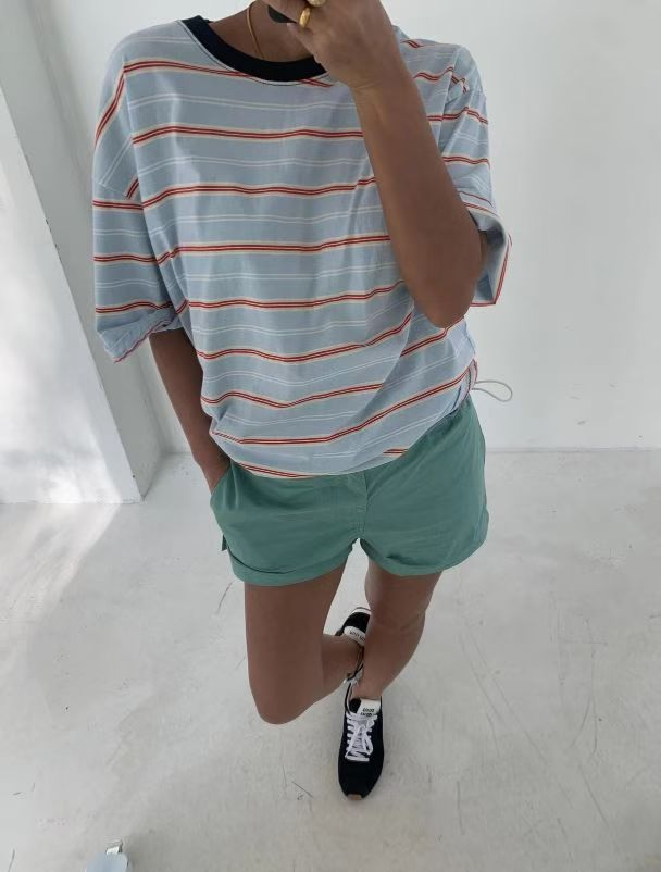 領拚色橫間Tee