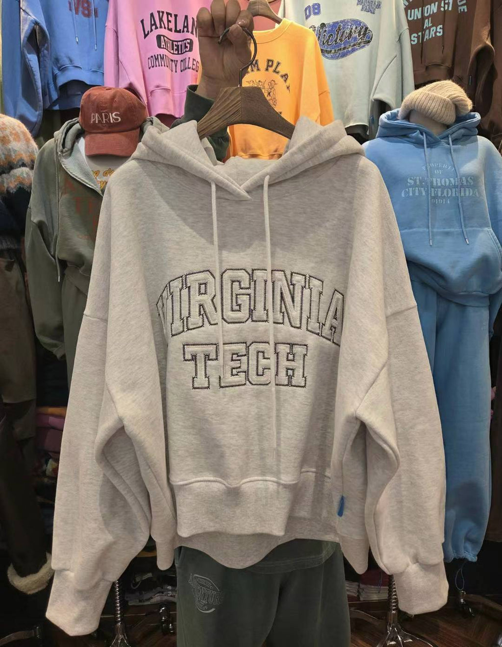 “VIRGINIA”有帽抓毛衛衣